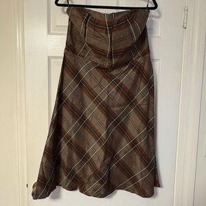 Banana Republic Strapless Plaid Dress in Brown and Cream
